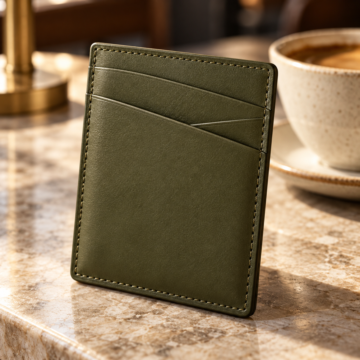 Contour Olive Cardholder — original AI-generated design visualisation