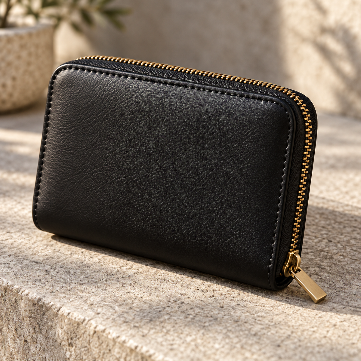 Frame Black Zip Wallet — original AI-generated design visualisation